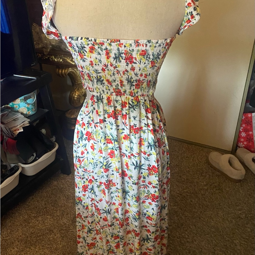 Lulu’s LUSH Cream Floral Print Off-the-Shoulder Maxi Dress sz M. Stretch - Picture 3 of 9